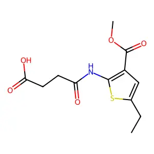 4-{[5-Ethyl-3-(methoxycarbonyl)-2-thienyl]amino}-4-oxobutanoic acid structure
