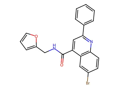 6-bromo-N-(furan-2-ylmethyl)-2-phenylquinoline-4-carboxamide structure