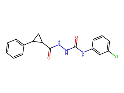 N-(3-chlorophenyl)-2-[(2-phenylcyclopropyl)carbonyl]hydrazinecarboxamide structure