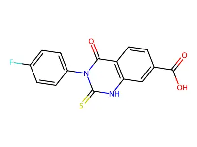 3-(4-Fluorophenyl)-4-oxo-2-sulfanyl-3,4-dihydroquinazoline-7-carboxylic acid structure