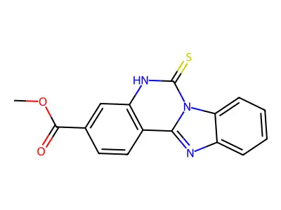 methyl 6-sulfanylidene-5H-benzimidazolo[1,2-c]quinazoline-3-carboxylate structure