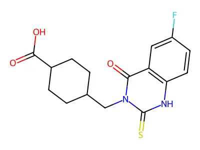 4-[(6-fluoro-4-oxo-2-sulfanylidene-1H-quinazolin-3-yl)methyl]cyclohexane-1-carboxylic Acid structure