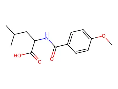 (2S)-2-[(4-methoxybenzoyl)amino]-4-methylpentanoic acid structure