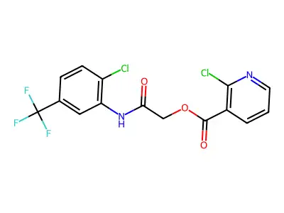 [2-[2-chloro-5-(trifluoromethyl)anilino]-2-oxoethyl] 2-chloropyridine-3-carboxylate structure