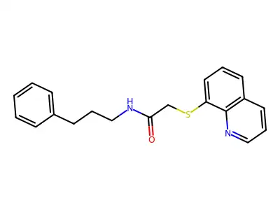 N-(3-phenylpropyl)-2-(quinolin-8-ylsulfanyl)acetamide structure