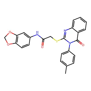 N-(1,3-benzodioxol-5-yl)-2-[3-(4-methylphenyl)-4-oxoquinazolin-2-yl]sulfanylacetamide structure
