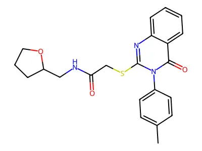 2-[3-(4-methylphenyl)-4-oxoquinazolin-2-yl]sulfanyl-N-(oxolan-2-ylmethyl)acetamide structure
