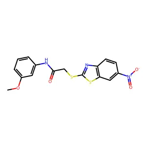 N-(3-methoxyphenyl)-2-[(6-nitro-1,3-benzothiazol-2-yl)sulfanyl]acetamide structure