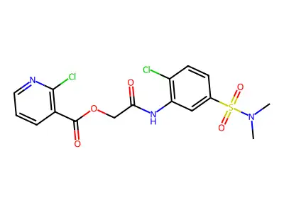 [2-[2-chloro-5-(dimethylsulfamoyl)anilino]-2-oxoethyl] 2-chloropyridine-3-carboxylate structure