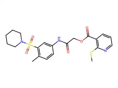 [2-(4-methyl-3-piperidin-1-ylsulfonylanilino)-2-oxoethyl] 2-methylsulfanylpyridine-3-carboxylate structure
