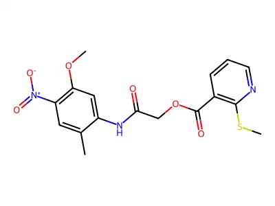 2-((5-Methoxy-2-methyl-4-nitrophenyl)amino)-2-oxoethyl 2-(methylthio)nicotinate structure