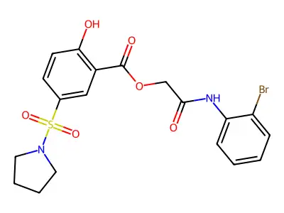 [2-(2-Bromoanilino)-2-oxoethyl] 2-hydroxy-5-pyrrolidin-1-ylsulfonylbenzoate structure