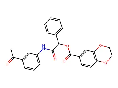 2-((3-Acetylphenyl)amino)-2-oxo-1-phenylethyl 2,3-dihydrobenzo[b][1,4]dioxine-6-carboxylate structure