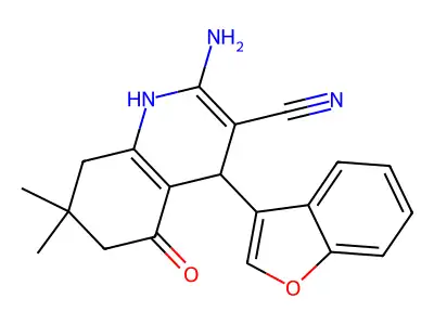 2-amino-4-(1-benzofuran-3-yl)-7,7-dimethyl-5-oxo-1,4,6,8-tetrahydroquinoline-3-carbonitrile structure