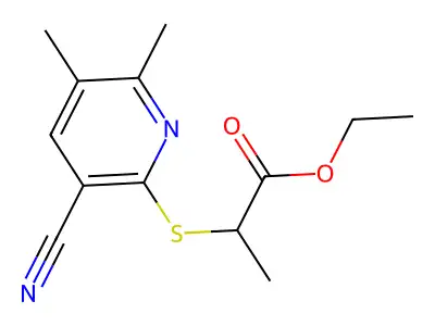 Ethyl 2-(3-cyano-5,6-dimethylpyridin-2-yl)sulfanylpropanoate structure