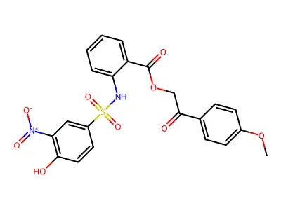 [2-(4-methoxyphenyl)-2-oxoethyl] 2-[(4-hydroxy-3-nitrophenyl)sulfonylamino]benzoate structure