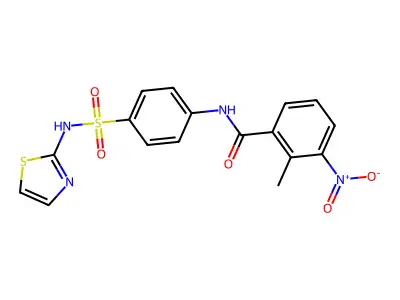 2-methyl-3-nitro-N-[4-(1,3-thiazol-2-ylsulfamoyl)phenyl]benzamide structure