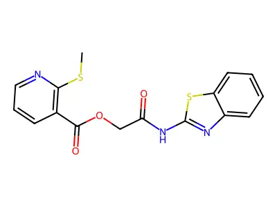 2-(Benzo[d]thiazol-2-ylamino)-2-oxoethyl 2-(methylthio)nicotinate structure
