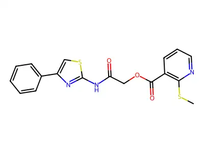 2-Oxo-2-((4-phenylthiazol-2-yl)amino)ethyl 2-(methylthio)nicotinate structure