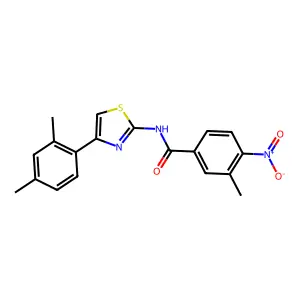 N-[4-(2,4-dimethylphenyl)-1,3-thiazol-2-yl]-3-methyl-4-nitrobenzamide structure