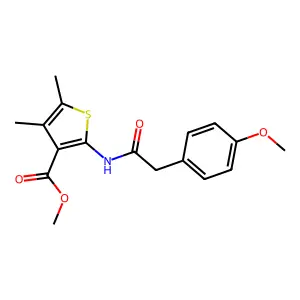 Methyl 2-(2-(4-methoxyphenyl)acetamido)-4,5-dimethylthiophene-3-carboxylate structure
