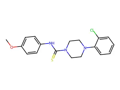 4-(2-chlorophenyl)-N-(4-methoxyphenyl)piperazine-1-carbothioamide structure