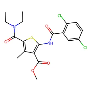 methyl 2-[(2,5-dichlorobenzoyl)amino]-5-(diethylcarbamoyl)-4-methylthiophene-3-carboxylate structure