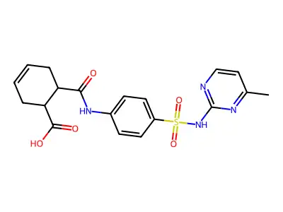 6-({4-[(4-methylpyrimidin-2-yl)sulfamoyl]phenyl}carbamoyl)cyclohex-3-ene-1-carboxylic acid structure