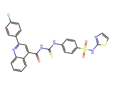 2-(4-chlorophenyl)-N-[[4-(1,3-thiazol-2-ylsulfamoyl)phenyl]carbamothioyl]quinoline-4-carboxamide structure