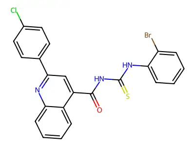 N-[(2-bromophenyl)carbamothioyl]-2-(4-chlorophenyl)quinoline-4-carboxamide structure