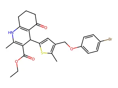 ethyl 4-{4-[(4-bromophenoxy)methyl]-5-methylthiophen-2-yl}-2-methyl-5-oxo-1,4,5,6,7,8-hexahydroquinoline-3-carboxylate structure