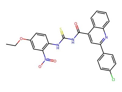 2-(4-chlorophenyl)-N-[(4-ethoxy-2-nitrophenyl)carbamothioyl]quinoline-4-carboxamide structure