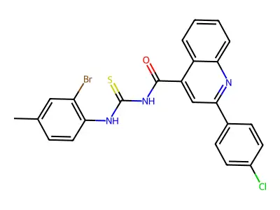 N-[(2-bromo-4-methylphenyl)carbamothioyl]-2-(4-chlorophenyl)quinoline-4-carboxamide structure