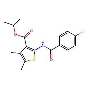 Propan-2-yl 2-[(4-fluorobenzoyl)amino]-4,5-dimethylthiophene-3-carboxylate structure