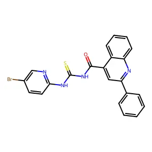 N-[[(5-Bromo-2-pyridinyl)amino]thioxomethyl]-2-phenyl-4-quinolinecarboxamide structure
