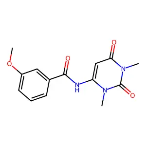 N-(1,3-dimethyl-2,6-dioxo-1,2,3,6-tetrahydropyrimidin-4-yl)-3-methoxybenzamide structure