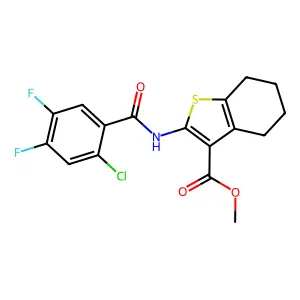 methyl 2-[(2-chloro-4,5-difluorobenzoyl)amino]-4,5,6,7-tetrahydro-1-benzothiophene-3-carboxylate structure