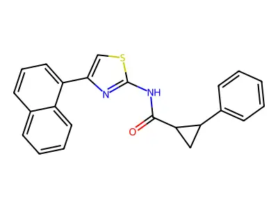 N-[4-(naphthalen-1-yl)-1,3-thiazol-2-yl]-2-phenylcyclopropanecarboxamide structure