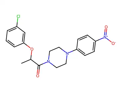 2-(3-Chlorophenoxy)-1-[4-(4-nitrophenyl)piperazin-1-yl]propan-1-one structure