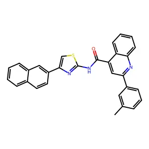 2-(3-methylphenyl)-N-(4-naphthalen-2-yl-1,3-thiazol-2-yl)quinoline-4-carboxamide structure