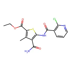 ethyl 4-carbamoyl-5-[(2-chloropyridine-3-carbonyl)amino]-3-methylthiophene-2-carboxylate structure