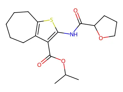 propan-2-yl 2-(oxolane-2-carbonylamino)-5,6,7,8-tetrahydro-4H-cyclohepta[b]thiophene-3-carboxylate structure