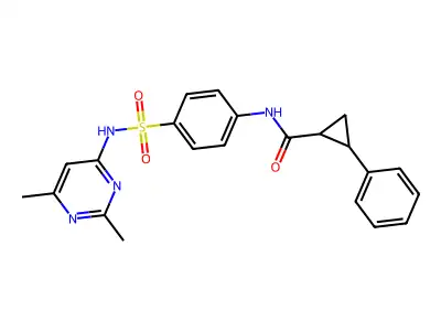 N-[4-[(2,6-dimethylpyrimidin-4-yl)sulfamoyl]phenyl]-2-phenylcyclopropane-1-carboxamide structure