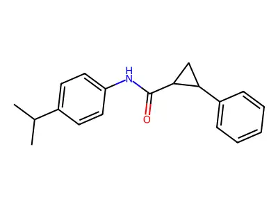 2-phenyl-N-[4-(propan-2-yl)phenyl]cyclopropanecarboxamide structure