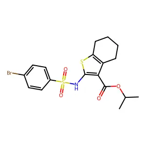 isopropyl 2-{[(4-bromophenyl)sulfonyl]amino}-4,5,6,7-tetrahydro-1-benzothiophene-3-carboxylate structure