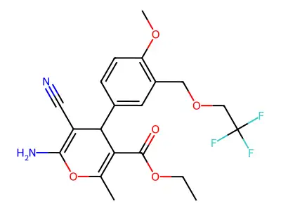 ethyl 6-amino-5-cyano-4-{4-methoxy-3-[(2,2,2-trifluoroethoxy)methyl]phenyl}-2-methyl-4H-pyran-3-carboxylate structure