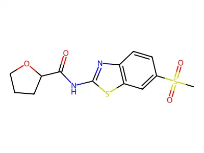 N-(6-methylsulfonyl-1,3-benzothiazol-2-yl)oxolane-2-carboxamide structure