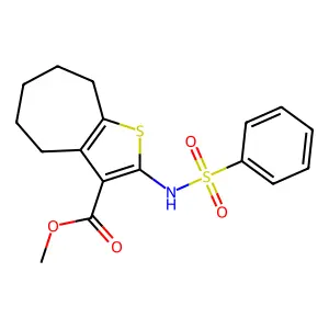 methyl 2-[(phenylsulfonyl)amino]-5,6,7,8-tetrahydro-4H-cyclohepta[b]thiophene-3-carboxylate structure