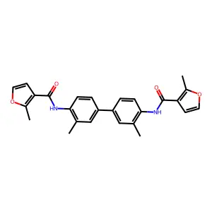 2-methyl-N-[2-methyl-4-[3-methyl-4-[(2-methylfuran-3-carbonyl)amino]phenyl]phenyl]furan-3-carboxamide structure