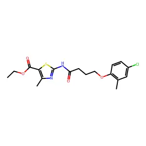 ethyl 2-{[4-(4-chloro-2-methylphenoxy)butanoyl]amino}-4-methyl-1,3-thiazole-5-carboxylate structure